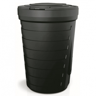 Depósito de agua de lluvia con soporte para barril, grifo, colector de agua y agente depurativo - Raincan - 210 l - negro - 