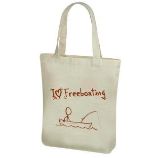 Cotton tote bag for groceries with long handles - 38 x 41 cm - Marine pattern, Freeboating
