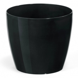 Round plant pot casing "Magnolia" - 15.5 cm - black