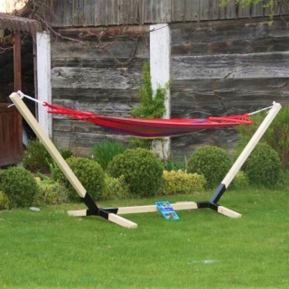 Wooden stand + canvas hammock FREE - 320 x 90 x 120 cm