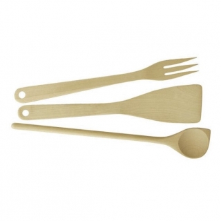 Set cucchiaio, spatola e forchetta in legno - WOODY - 