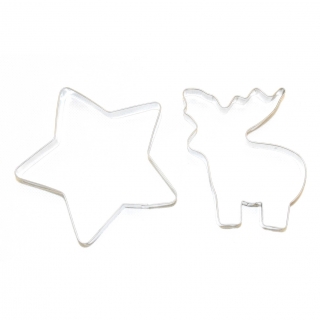 Set of two large pastry cookie cutters - reindeer + star