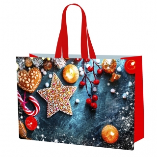 Karácsonyi motívum bevásárló táska - 55 x 40 x 30 cm - karácsonyi díszek - 