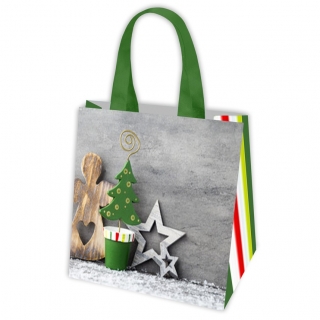 Karácsonyi motívum bevásárló táska - 34 x 34 x 22 cm - karácsonyi táj - 