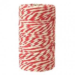 Бяло-червен памучен канап - 100g / 70 метра - 