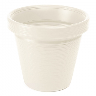 Round "Agawa" pot - lightweight and frost resistant - 46 cm - chiselled, creamy white