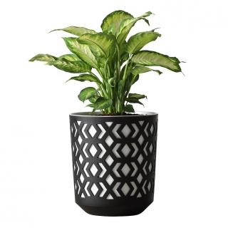 "Aztek" bicolour round plant pot - 25 cm - black with a white insert