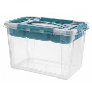 Caixa de armazenamento com inserção para itens pequenos - 6,6 l - azul aguado - 