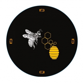 Zasukani pokrovi (6 ušes) - čebela na črni podlagi - Ø 82 mm - 