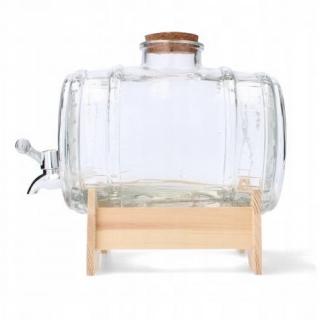 Likööride ja muude jookide kraaniga dekoratiivne tünn - läbipaistev - 3 liitrit; karahvin - 