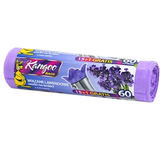 Sacs poubelle à cordon violet - 60 litres - 16 pièces - parfumés - 