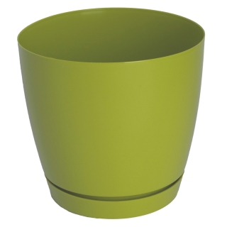 「トスカーナ」丸い鉢と受け皿-25 cm-オリーブグリーン - 