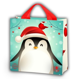 Taška s vianočným motívom - 26 x 26 x 10 cm - Tučniak - 