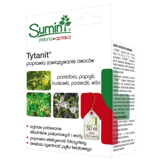 Tytanit - hilft Tomaten-, Pfeffer-, Erdbeer-, Johannisbeer- und Kirschpflanzen, mehr Früchte zu produzieren - Sumin® - 50 ml - 