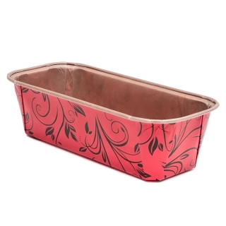 "Plumpy" rectangular paper cake mould - 15.8 x 5.5 x 5.2 cm - red with an imprint