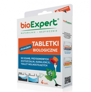 BIO šumivé tablety pre septiky, žumpy, domáce čistiarne odpadových vôd a kanalizáciu - 4 tablety - 