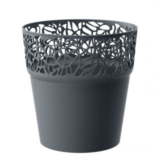 Round flower pot with lace - 17,5 cm - Naturo - Graphite