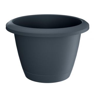 Pot de fleurs rond "Respana Basic" avec une soucoupe - 14 cm - gris anthracite - 