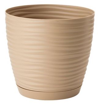 "Sahara petit" pot rond avec une soucoupe - 17 cm - cafe latte - 