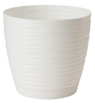 "Sahara petit" round pot with a saucer - 13 cm - white