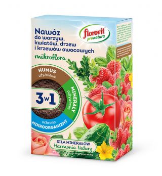 Fertilizzante 3 in 1 per ortaggi, fiori, alberi da frutto e piccoli frutti - concime, nutre e protegge - Pro Natura - Florovit® - 1 kg - 