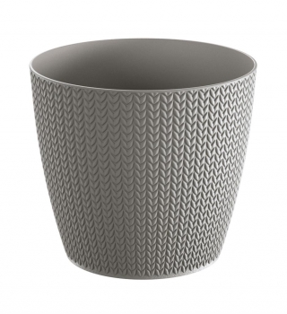 Vaso rotondo "Wheaty" - 19 cm - grigio pietra - 