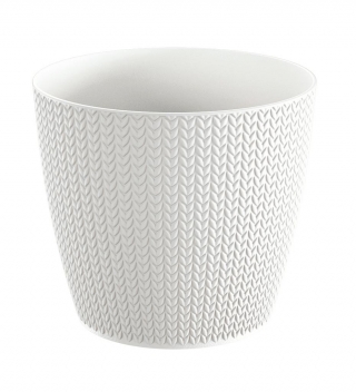 Vaso rotondo "Wheaty" - 16 cm - bianco - 