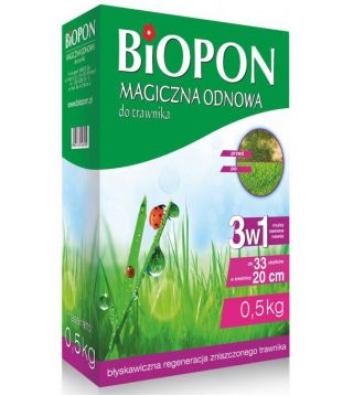 Magiškas vejos atjauninimas (už 33 tarpus) - 3 in 1 - Biopon - 0,5 kg - 