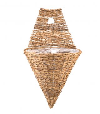 枝編み細工の円錐形の壁掛け吊り花バスケット-30 cm-モデルFL5379 - 