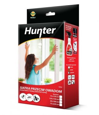 Black window insect protection mesh screen with self-adhesive tape - 130 x 150 cm - Hunter