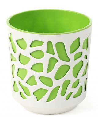 "Duet" bi-colour plant pot casing - 25.5 cm - creamy-white / light green