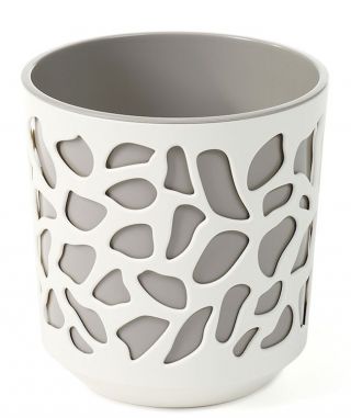 Contenitore per vasi "Duet" bicolore - 19,5 cm - bianco crema / tortora - 