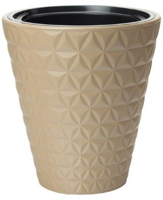 Bir insert ile "Diament" yuvarlak bitki pot - 30 cm - cafe latte - 