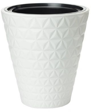 "Diament" round plant pot with an insert - 30 cm - white