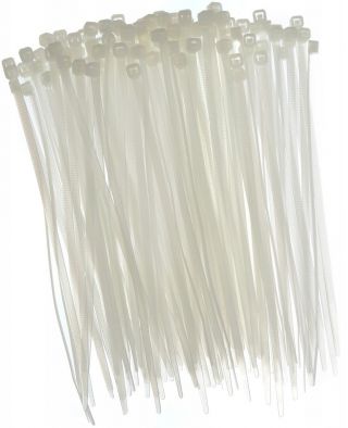 Kabelske vezi, kravate, zadrge - 200 x 2,5 mm - bele - 100 kosov - 