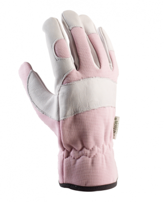 粉红白色乡村加固，厚实的花园手套 - 