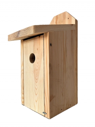 Hiša za ptice za joške, drevesne drevesnice in muharice - pritrjena na stene - surov les - 