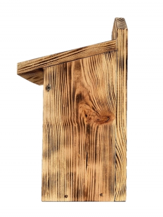 Скворечник для синиц, воробьев и мухоловок - для крепления на стенах - обугленная древесина - 