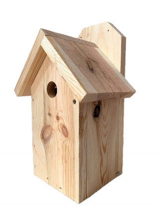 Sieninis paukščių namelis, skirtas papai, žvirbliai ir riešutmedžiai - žaliavinė mediena - 