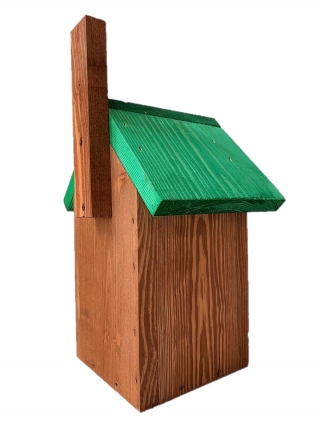 Ptičja hišica za joške, vrabce in oreščke - rjava z zeleno streho - 