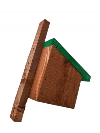 Birdhouse cho redstarts, blackbirds, robins và kest trộm - màu nâu với mái nhà màu xanh lá cây - 