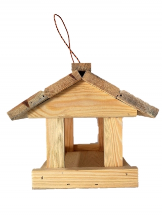 Alimentador de pássaros suspensos clássico - madeira crua - 