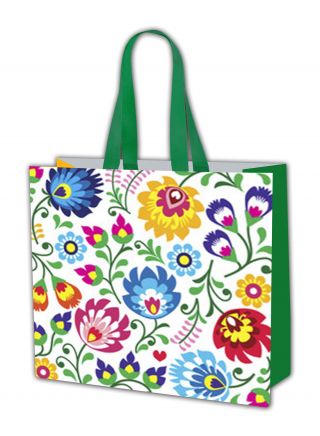 Λευκή τσάντα Ethnic Flowers - 45 x 40 x 18 cm - 