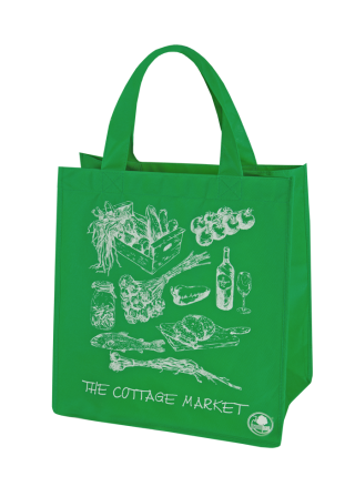 Beg membeli-belah - 34 x 36 x 22 cm - pasaran hijau - 