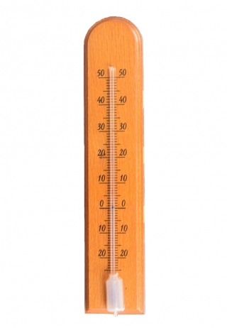 Indoor wooden brown arched thermometer - 45 x 205 mm