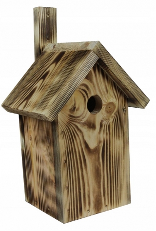 Birdhouse for tits, sparrows and nuthatches - charred wood