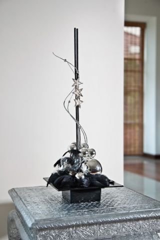 Štvorcový kvetináč - základ zloženia - Ikebana - 19 cm - Čierny - 
