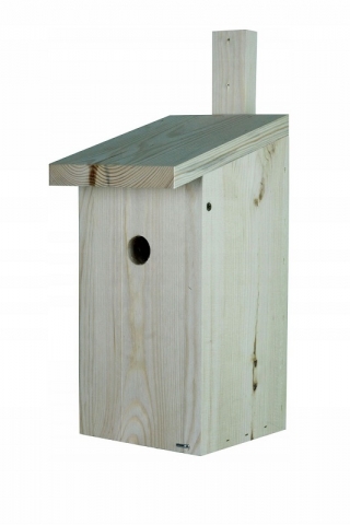 Casa de pássaros para mamas, pardais e papa-moscas - madeira crua - 