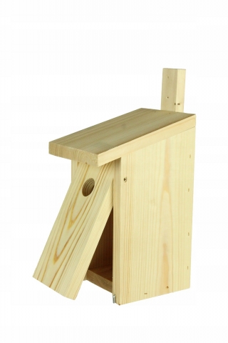 Hnízdiště pro sýkorky a vrabce stromové - surové dřevo - samoobslužná ptačí budka - 