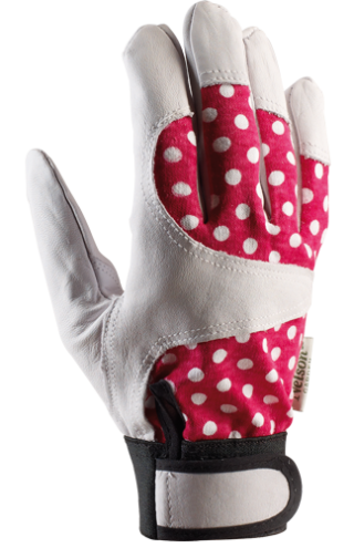 Rdeče-bele vrtne rokavice Betty s pritrditvijo Velcro® - 